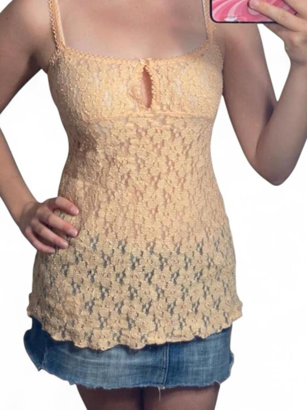 La SENZA Peach Lace Cami Tank Top